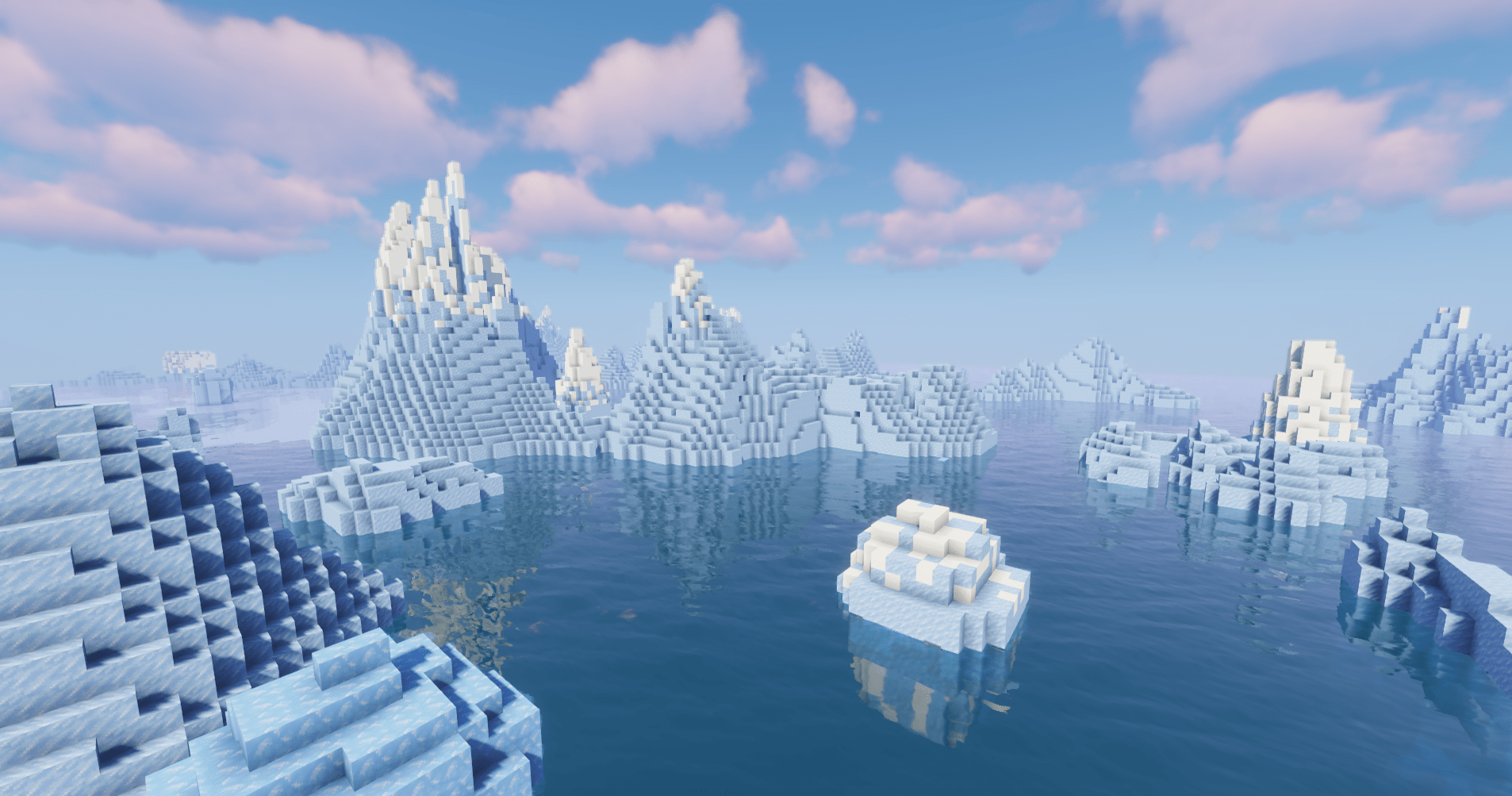 Picture of an iceberg in Minecraft