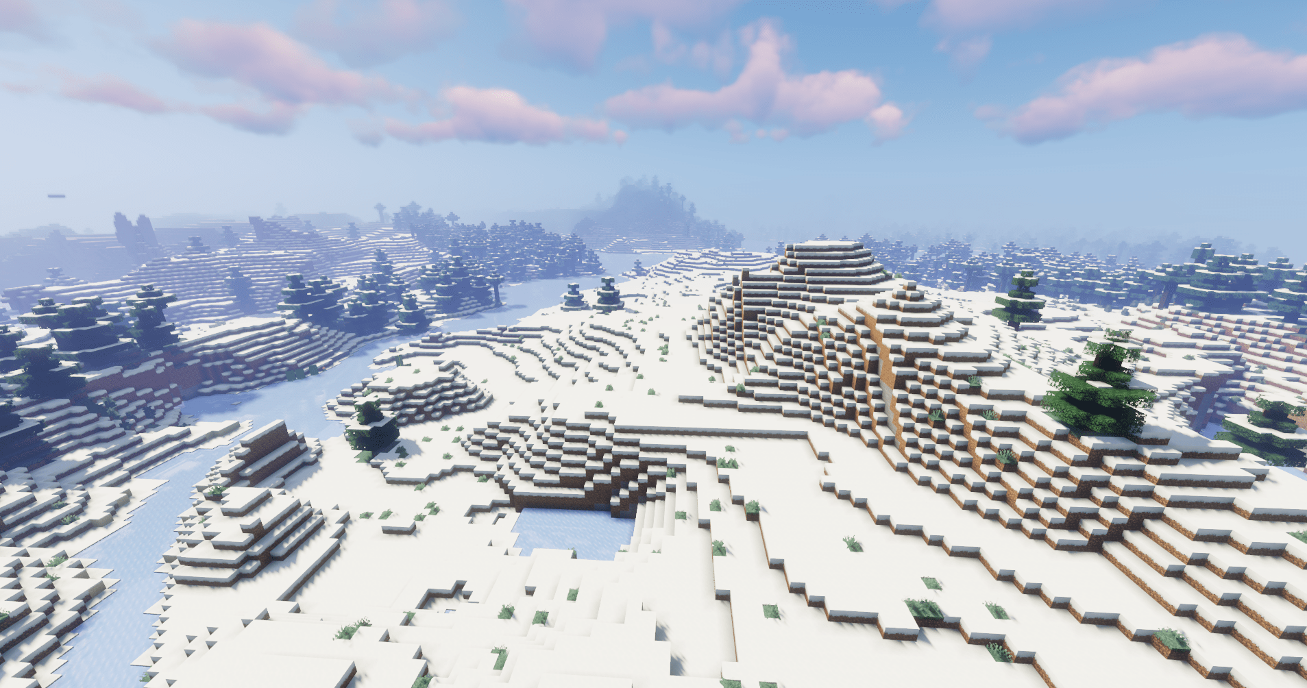Picture of the snowy plains biome in Minecraft