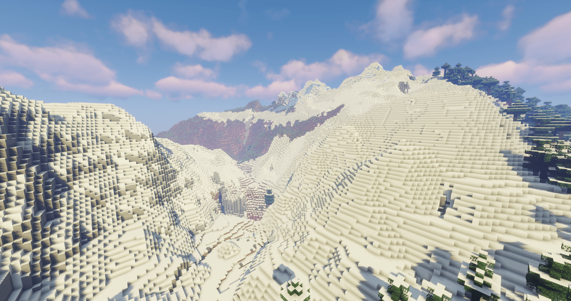 Picture of the snowy slope in minecraft