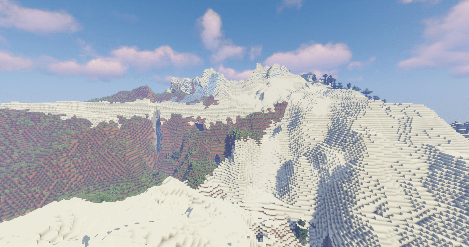 Picture of the snowy slope biome in minecraft