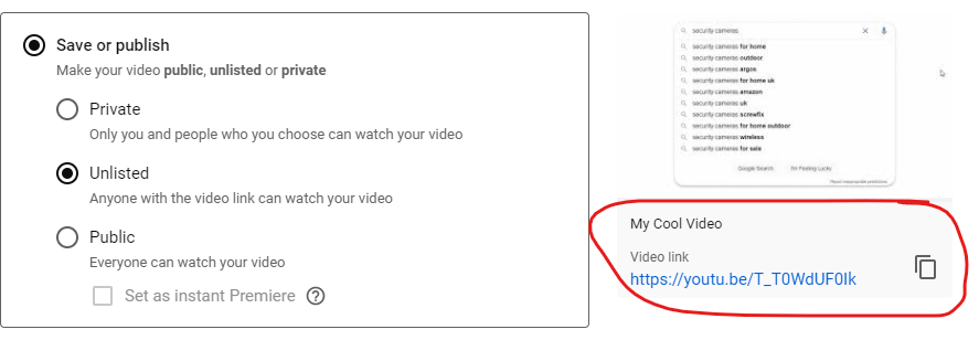 shareable link for unlisted YouTube Video
